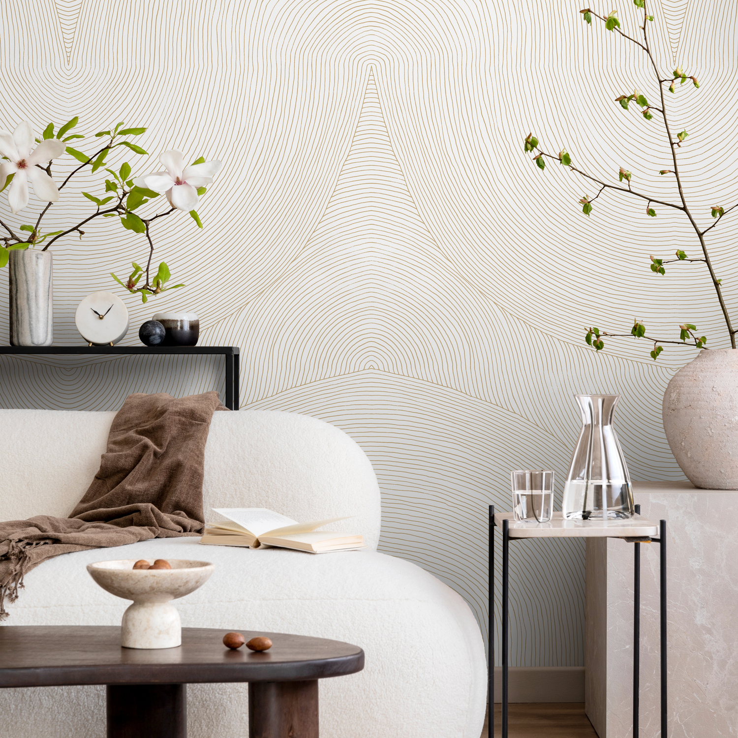 Papier peint Boho Abstract Line / Papier peint autocollant amovible Décoration d'intérieur Art mural Décoration murale Décoration de chambre - C835