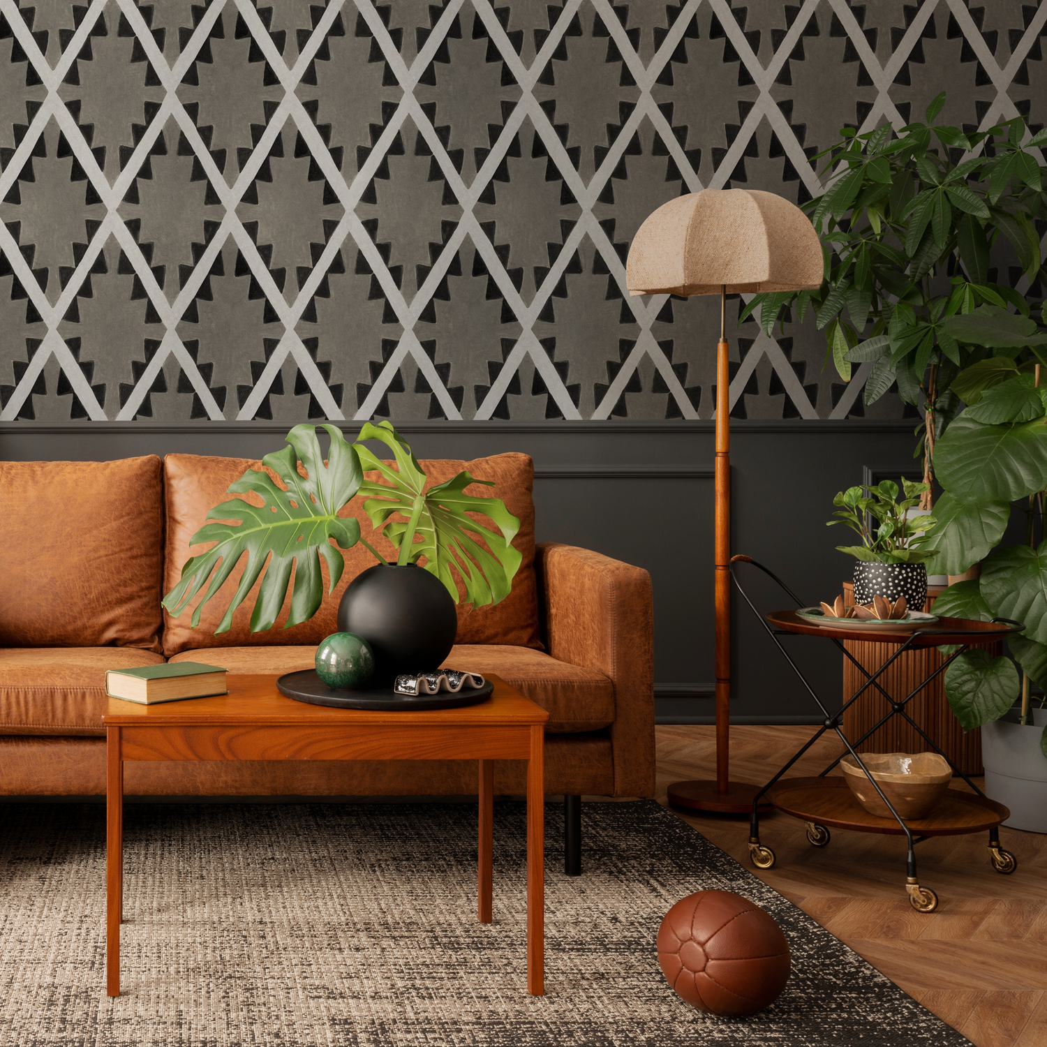 Papier peint ethnique bohème noir / Papier peint autocollant amovible Décoration d'intérieur Art mural Décoration murale Décoration de chambre - C836