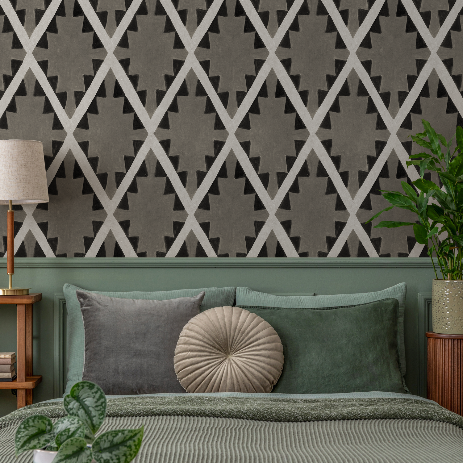 Papier peint ethnique bohème noir / Papier peint autocollant amovible Décoration d'intérieur Art mural Décoration murale Décoration de chambre - C836