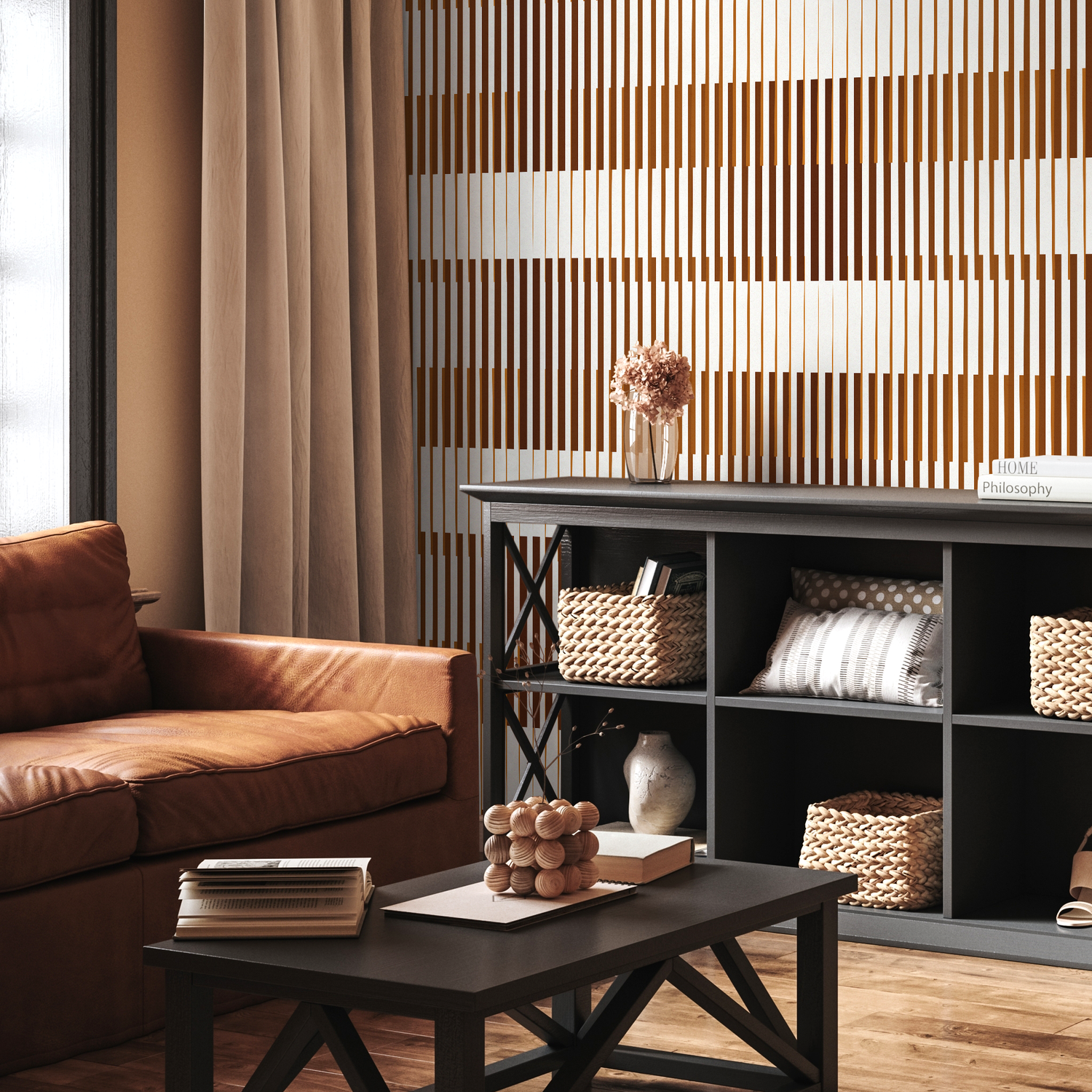 Papel pintado moderno a rayas, autoadhesivo, extraíble, para decoración del hogar, arte de pared, decoración de habitaciones - C853