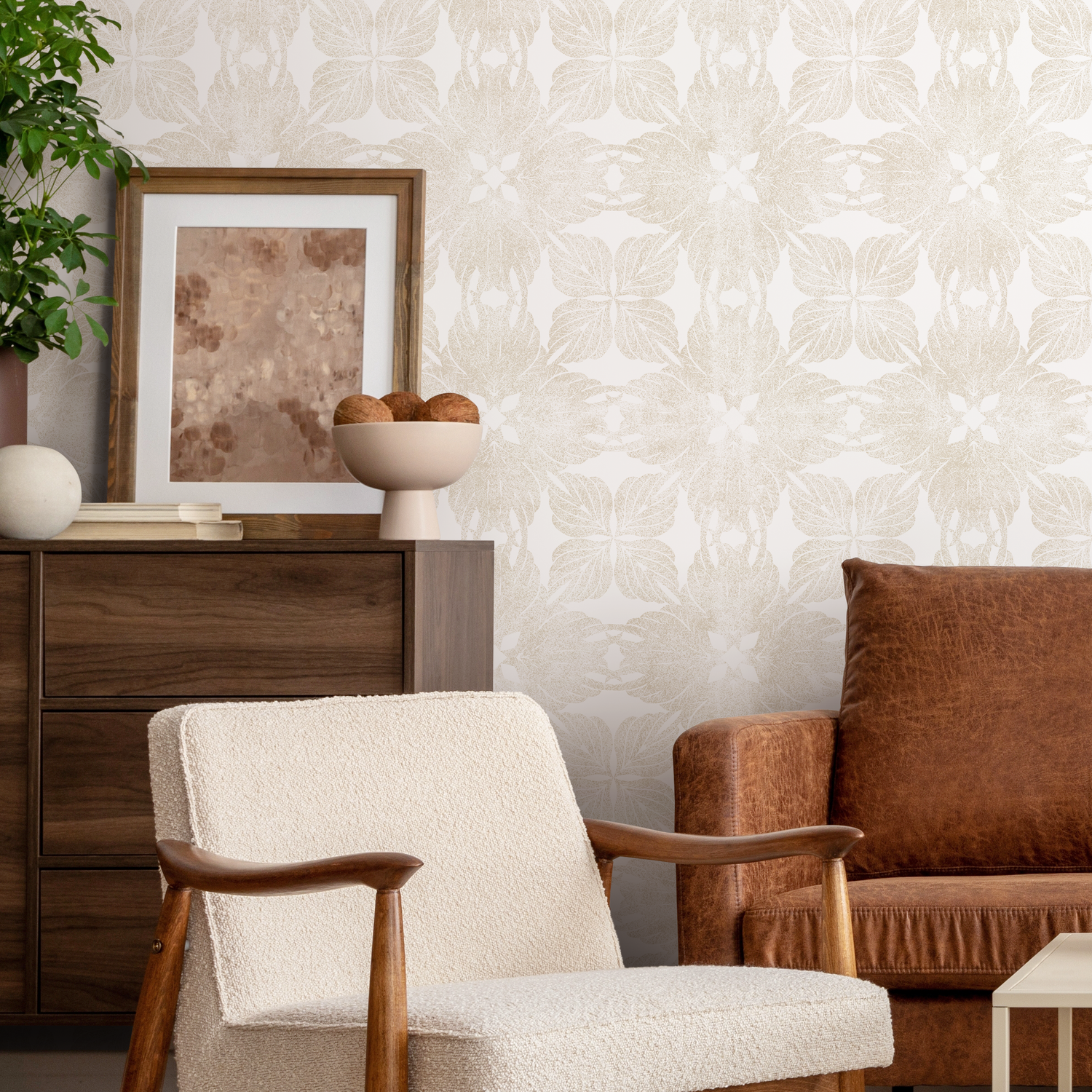 Neutral Modern Floral Wallpaper / Peel and Stick Wallpaper Removable Wallpaper Home Decor Wall Art Wall Decor Room Decor - C870 - ONDECOR.COM