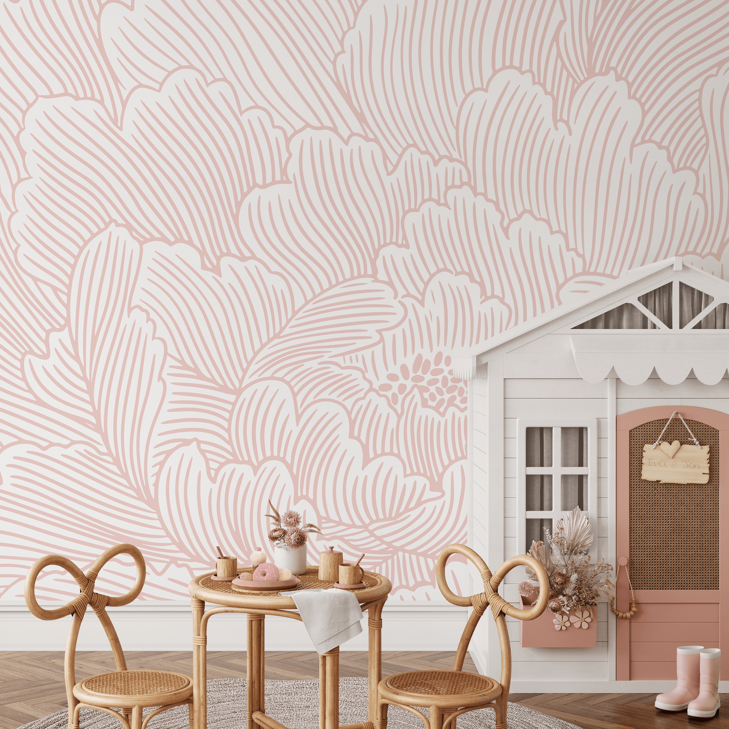 Papel pintado floral grande rosa / Papel pintado autoadhesivo / Papel pintado extraíble / Decoración del hogar / Arte de pared / Decoración de habitación - C923