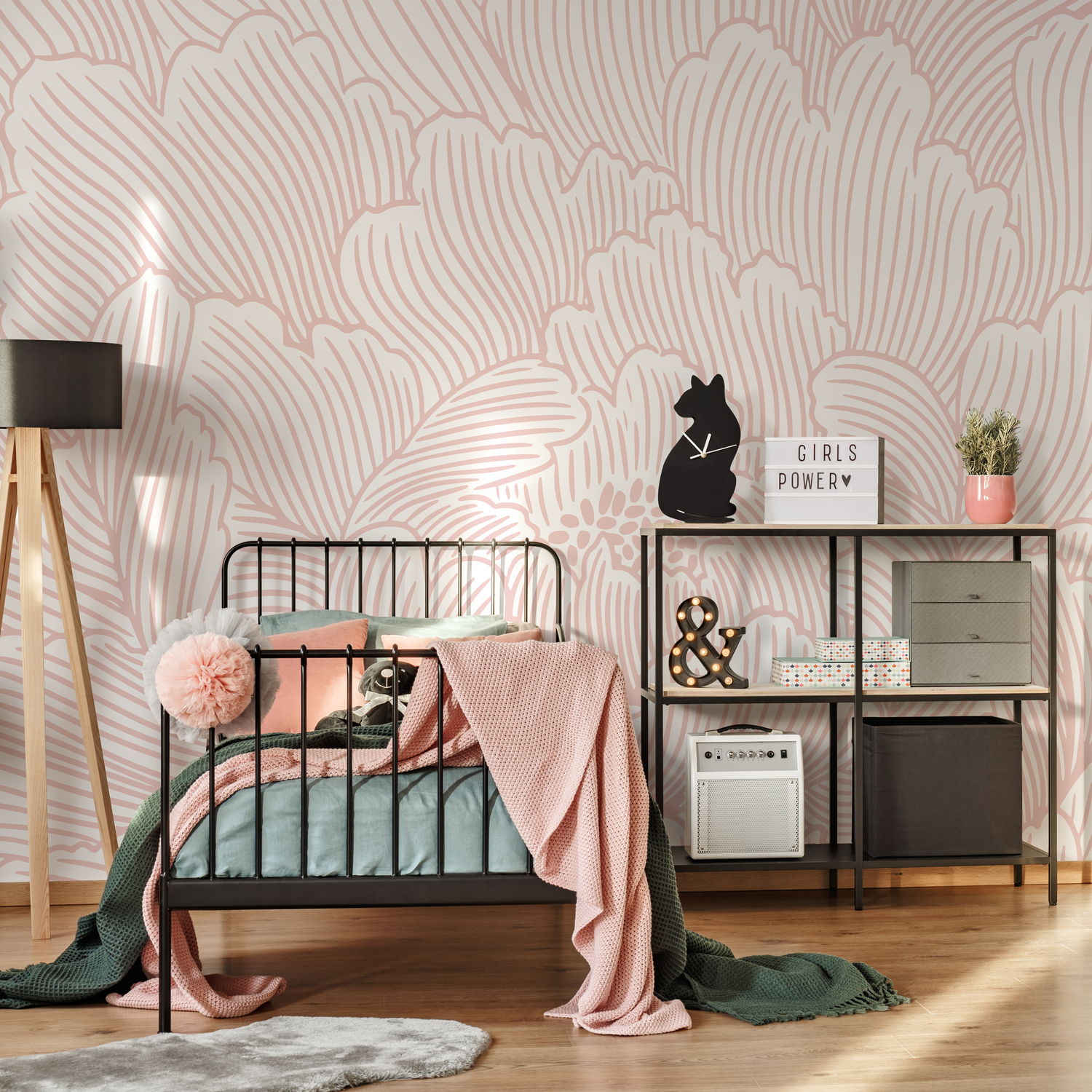 Papel pintado floral grande rosa / Papel pintado autoadhesivo / Papel pintado extraíble / Decoración del hogar / Arte de pared / Decoración de habitación - C923