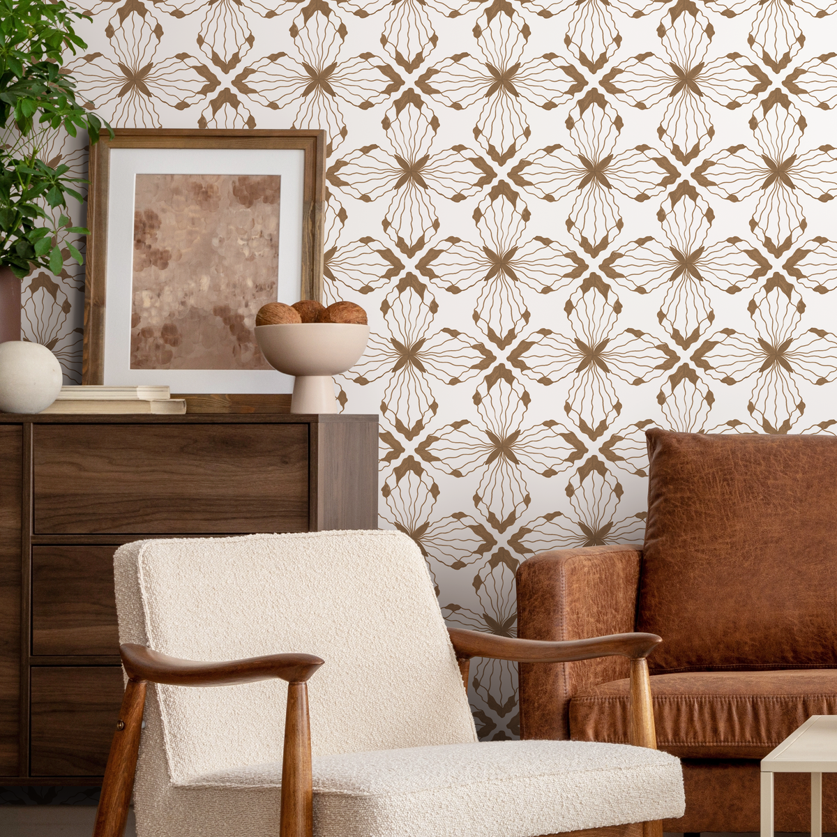 Boho Floral Tile Wallpaper / Peel and Stick Wallpaper Removable Wallpaper Home Decor Wall Art Wall Decor Room Decor - C935 - ONDECOR.COM