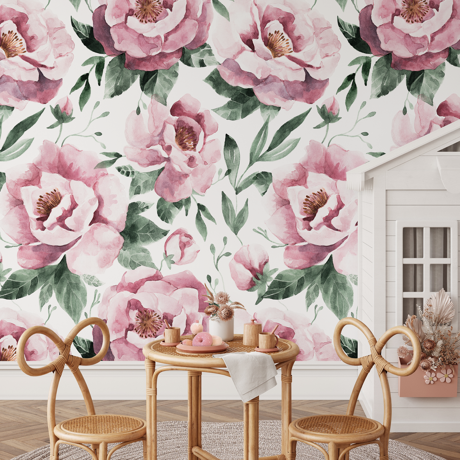 Vintage Roses Watercolor Wallpaper / Peel and Stick Wallpaper Removable Wallpaper Home Decor Wall Art Wall Decor Room Decor - C953 - ONDECOR.COM