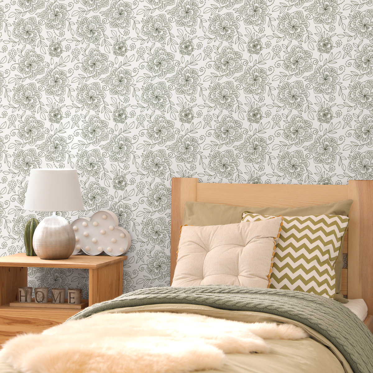 Boho Floral Wallpaper / Peel and Stick Wallpaper Removable Wallpaper Home Decor Wall Art Wall Decor Room Decor - C961 - ONDECOR.COM