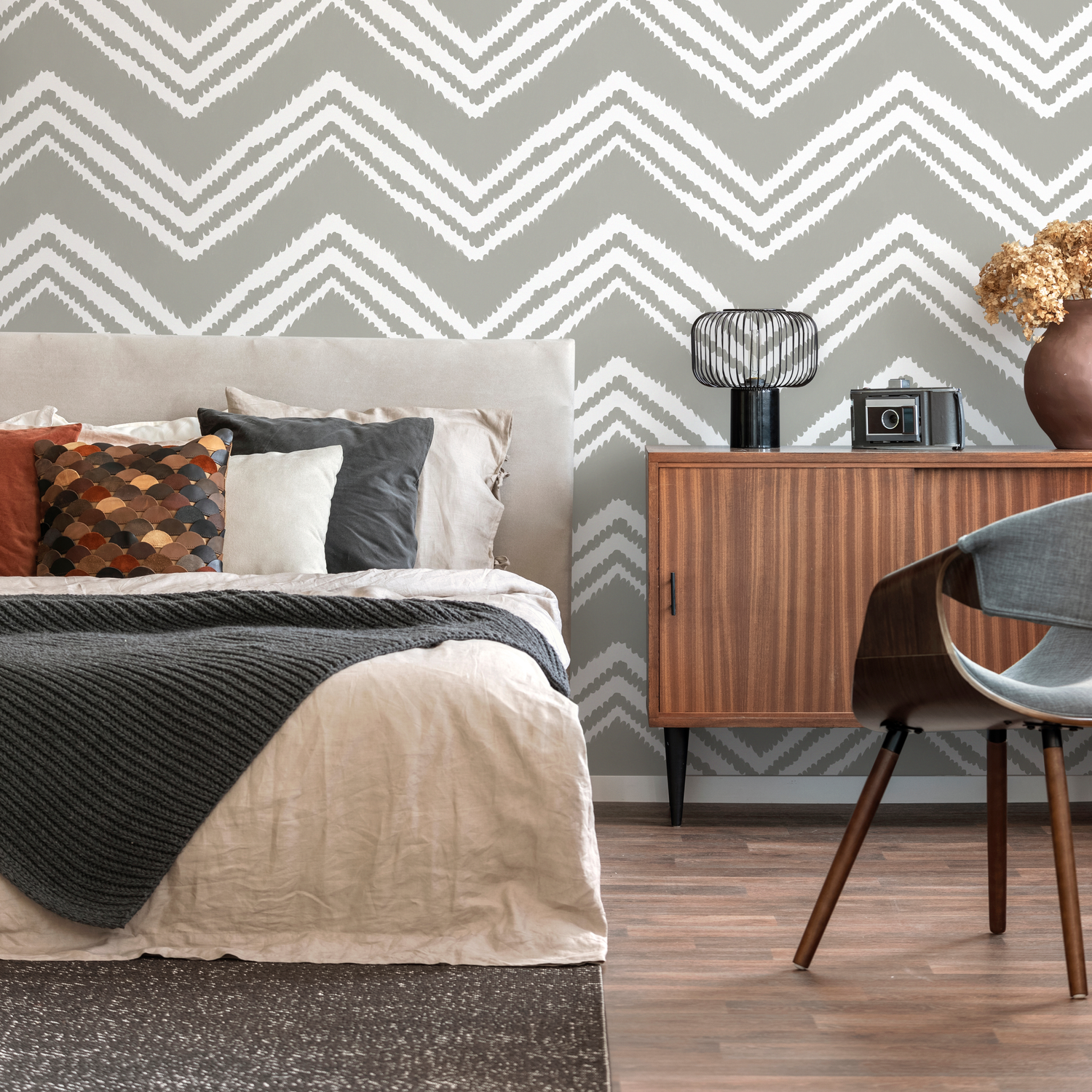 Papel tapiz bohemio Chevron / Papel tapiz autoadhesivo / Papel tapiz removible / Decoración del hogar / Arte de pared / Decoración de habitación - C986
