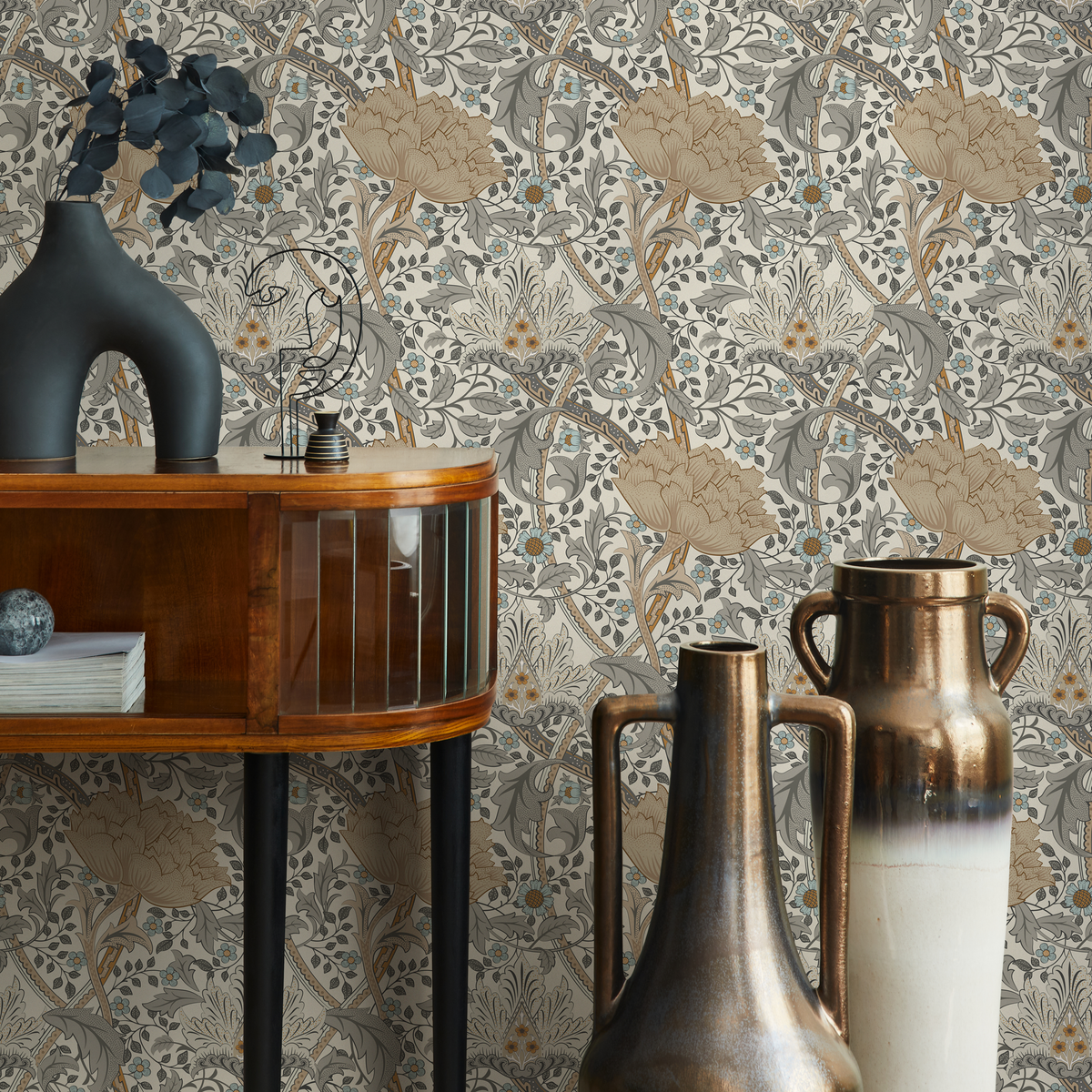 Floral Art Nouveau Wallpaper  /  Peel and Stick Wallpaper Removable Wallpaper Home Decor Wall Art Wall Decor Room Decor - C992 - ONDECOR.COM