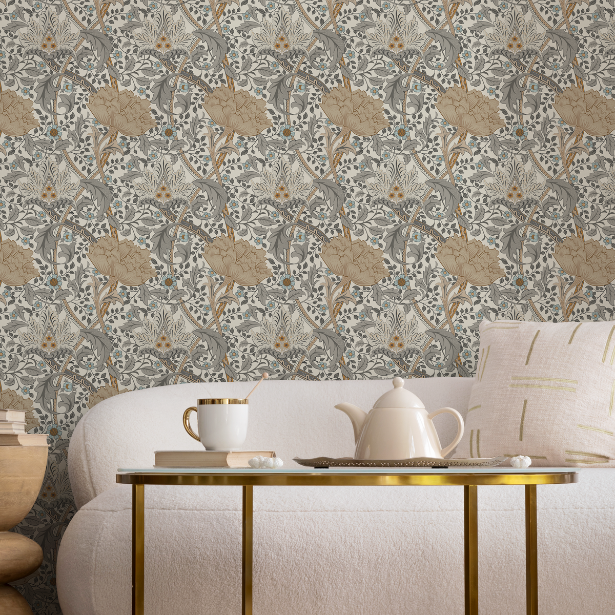 Floral Art Nouveau Wallpaper  /  Peel and Stick Wallpaper Removable Wallpaper Home Decor Wall Art Wall Decor Room Decor - C992 - ONDECOR.COM