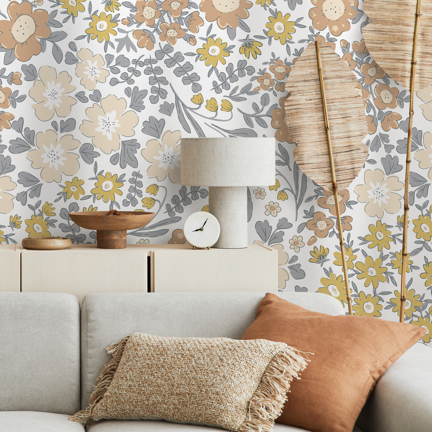 Papel pintado de jardín floral bohemio / Papel pintado autoadhesivo / Papel pintado extraíble / Decoración del hogar / Arte de pared / Decoración de habitación - D003