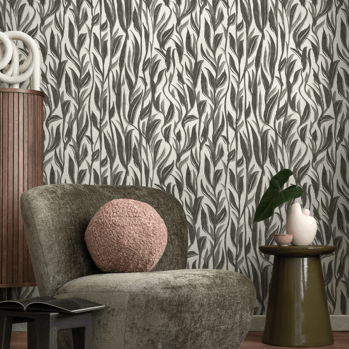 Boho Leaf Wallpaper / Peel and Stick Wallpaper Removable Wallpaper Home Decor Wall Art Wall Decor Room Decor - D028 - ONDECOR.COM