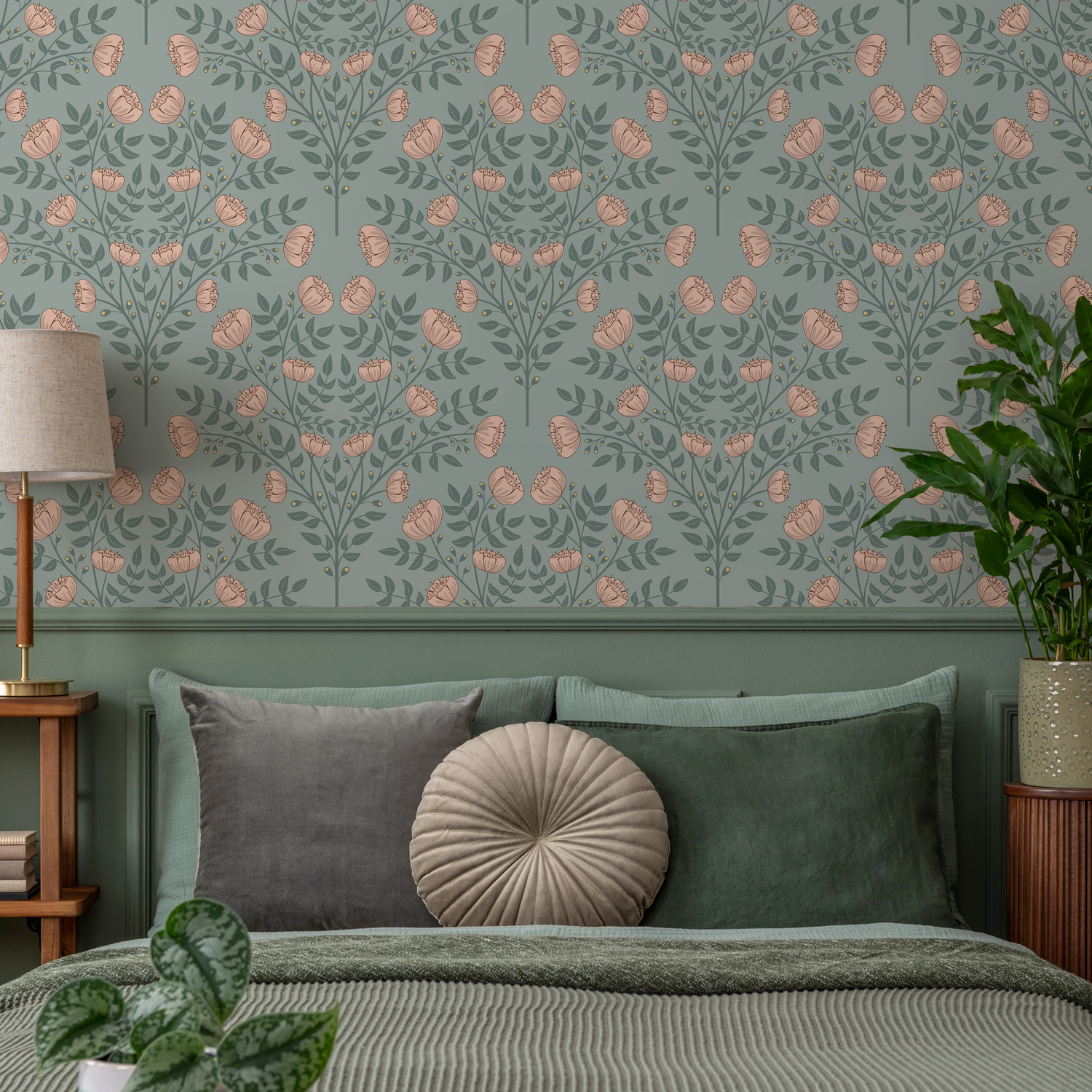 Papier peint floral vintage / Papier peint autocollant, papier peint amovible, décoration d'intérieur, art mural, décoration de chambre - D037