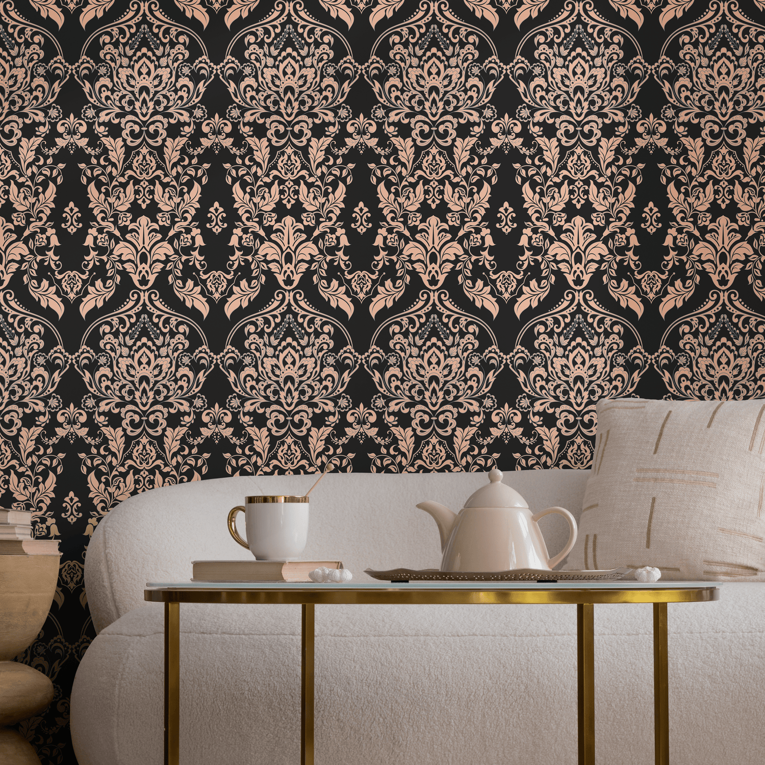Papier peint victorien vintage foncé / Papier peint autocollant Papier peint amovible Décoration d'intérieur Art mural Décoration murale Décoration de chambre - D076