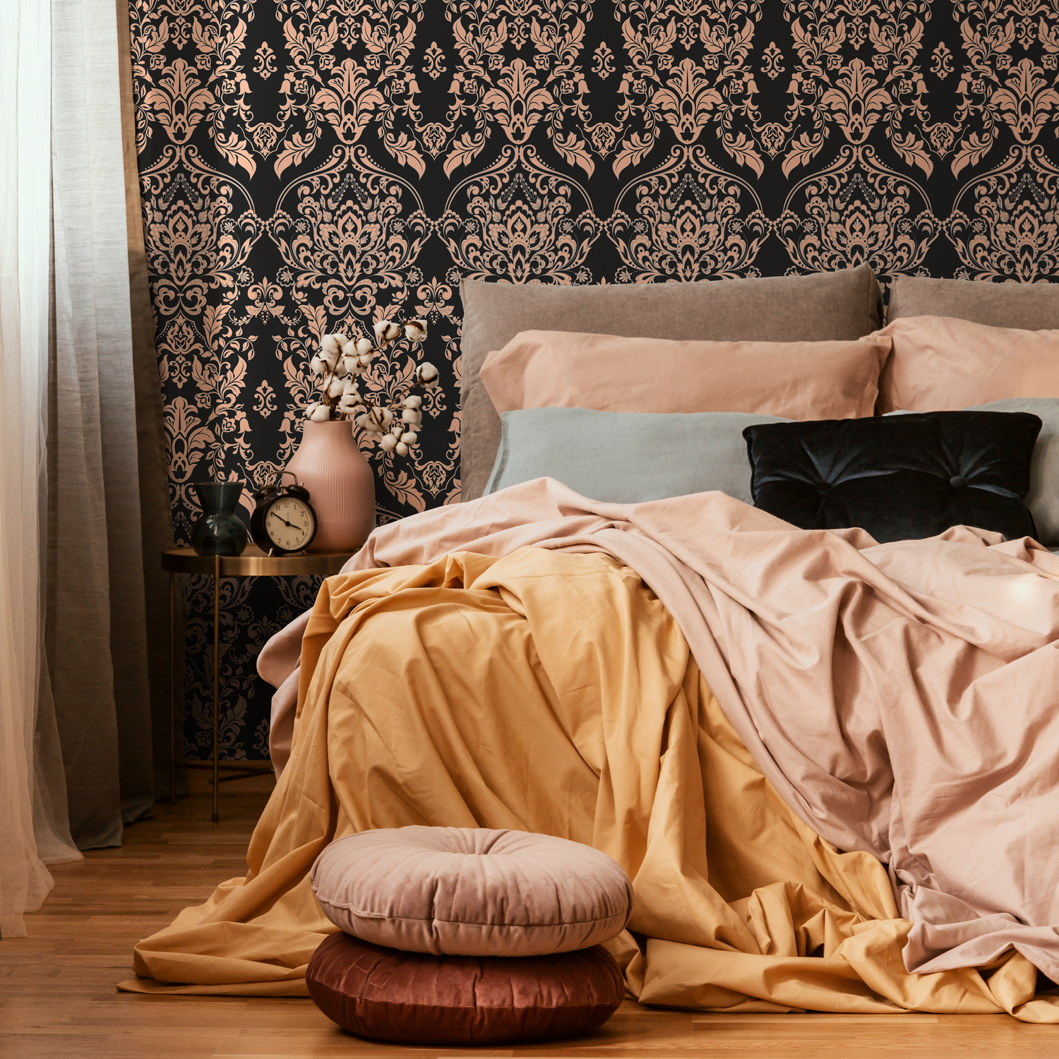 Papier peint victorien vintage foncé / Papier peint autocollant Papier peint amovible Décoration d'intérieur Art mural Décoration murale Décoration de chambre - D076