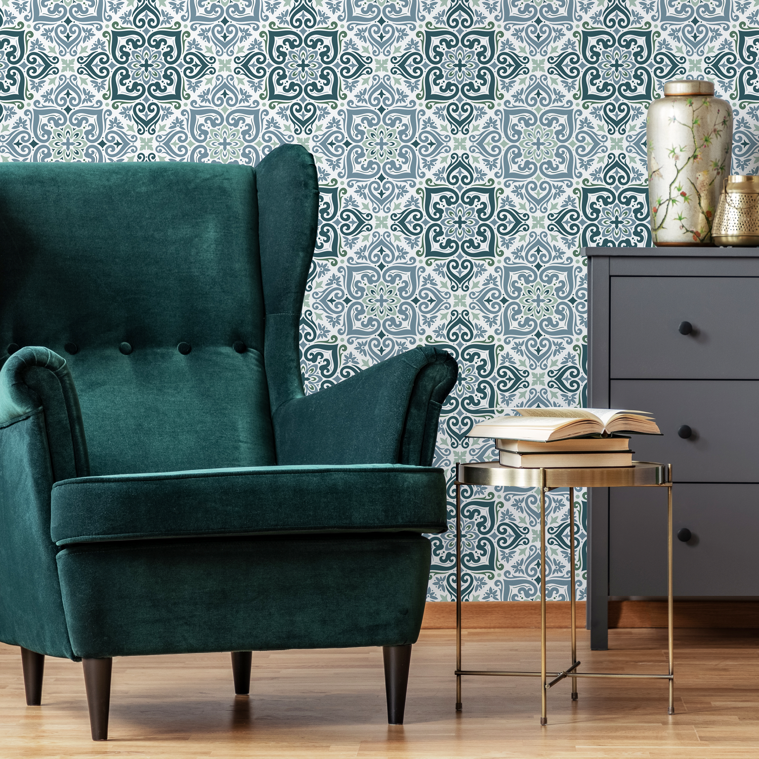 Moroccan Tile Wallpaper / Peel and Stick Wallpaper Removable Wallpaper Home Decor Wall Art Wall Decor Room Decor - D163 - ONDECOR.COM