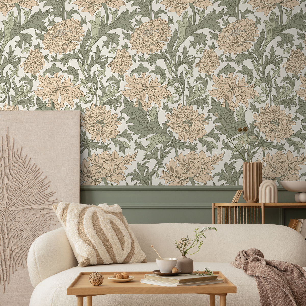 Floral Art Nouveau Wallpaper / Peel and Stick Wallpaper Removable Wallpaper Home Decor Wall Art Wall Decor Room Decor - D188 - ONDECOR.COM