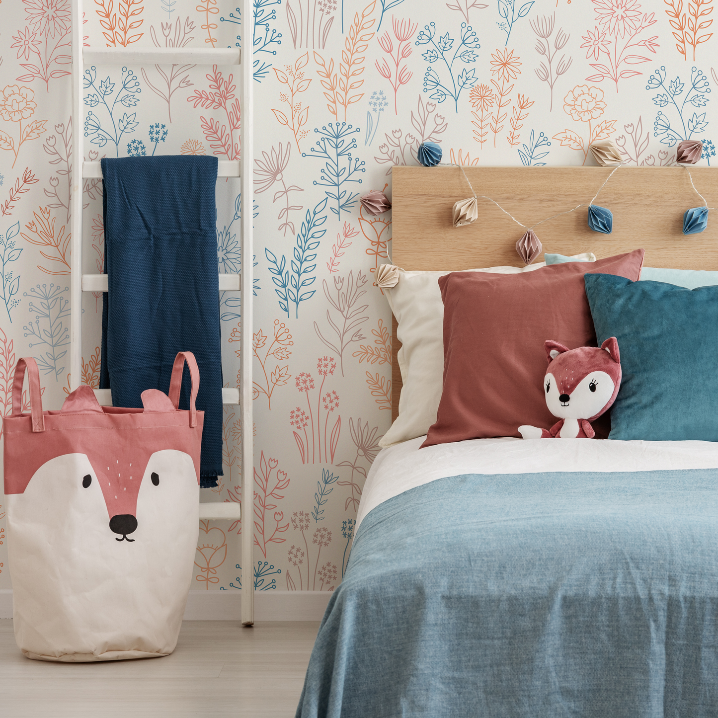 Cute Floral Wildflowers Wallpaper / Peel and Stick Wallpaper Removable Wallpaper Home Decor Wall Art Wall Decor Room Decor - D235