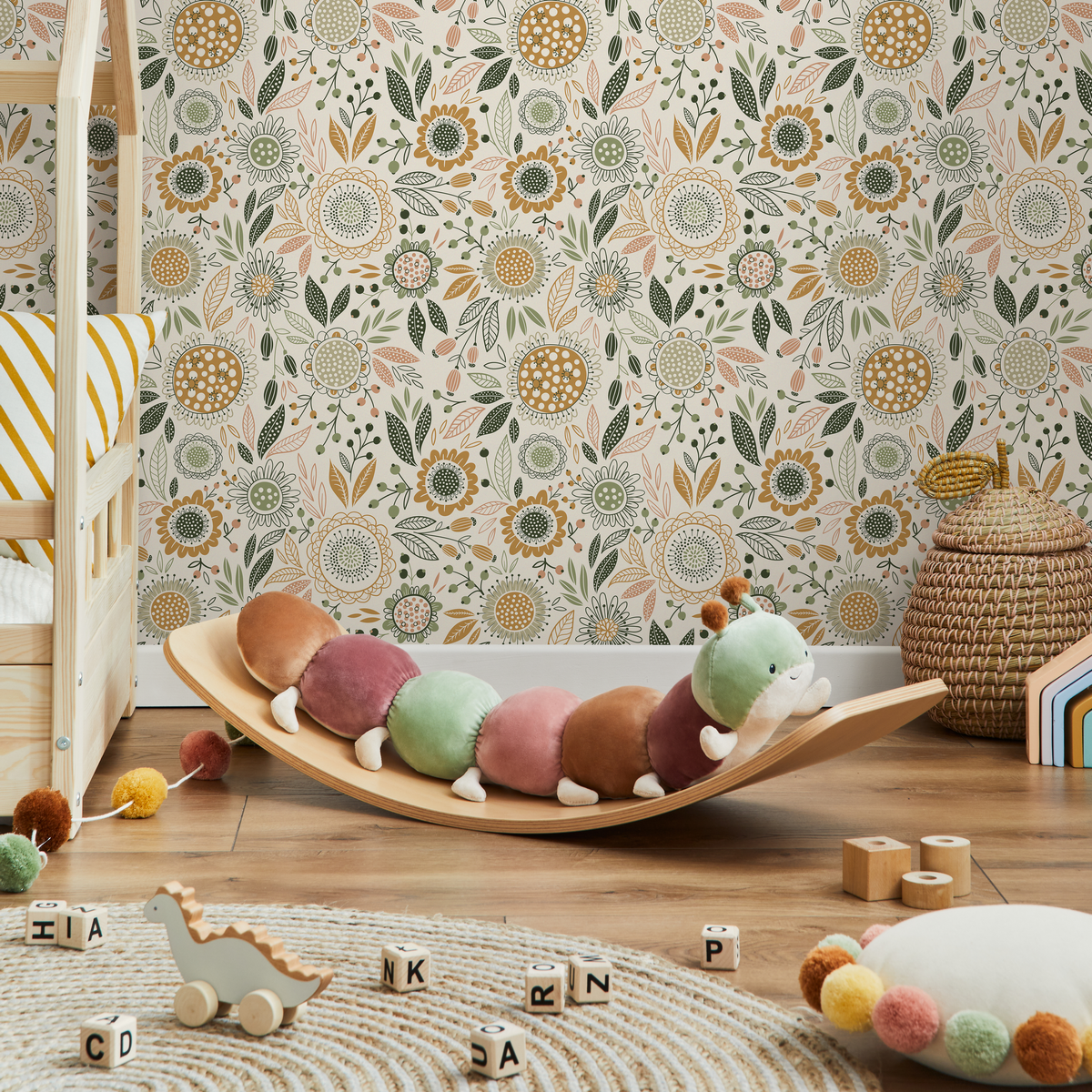 Boho Floral Garden Wallpaper / Peel and Stick Wallpaper Removable Wallpaper Home Decor Wall Art Wall Decor Room Decor - D284 - ONDECOR.COM