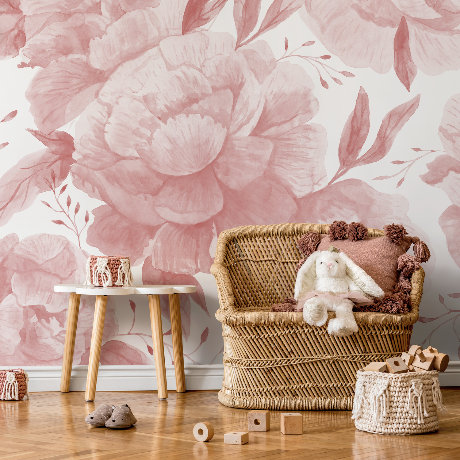 Papier peint mural à motifs de roses roses / Papier peint autocollant amovible Décoration d'intérieur Art mural Décoration murale Décoration de chambre - D323