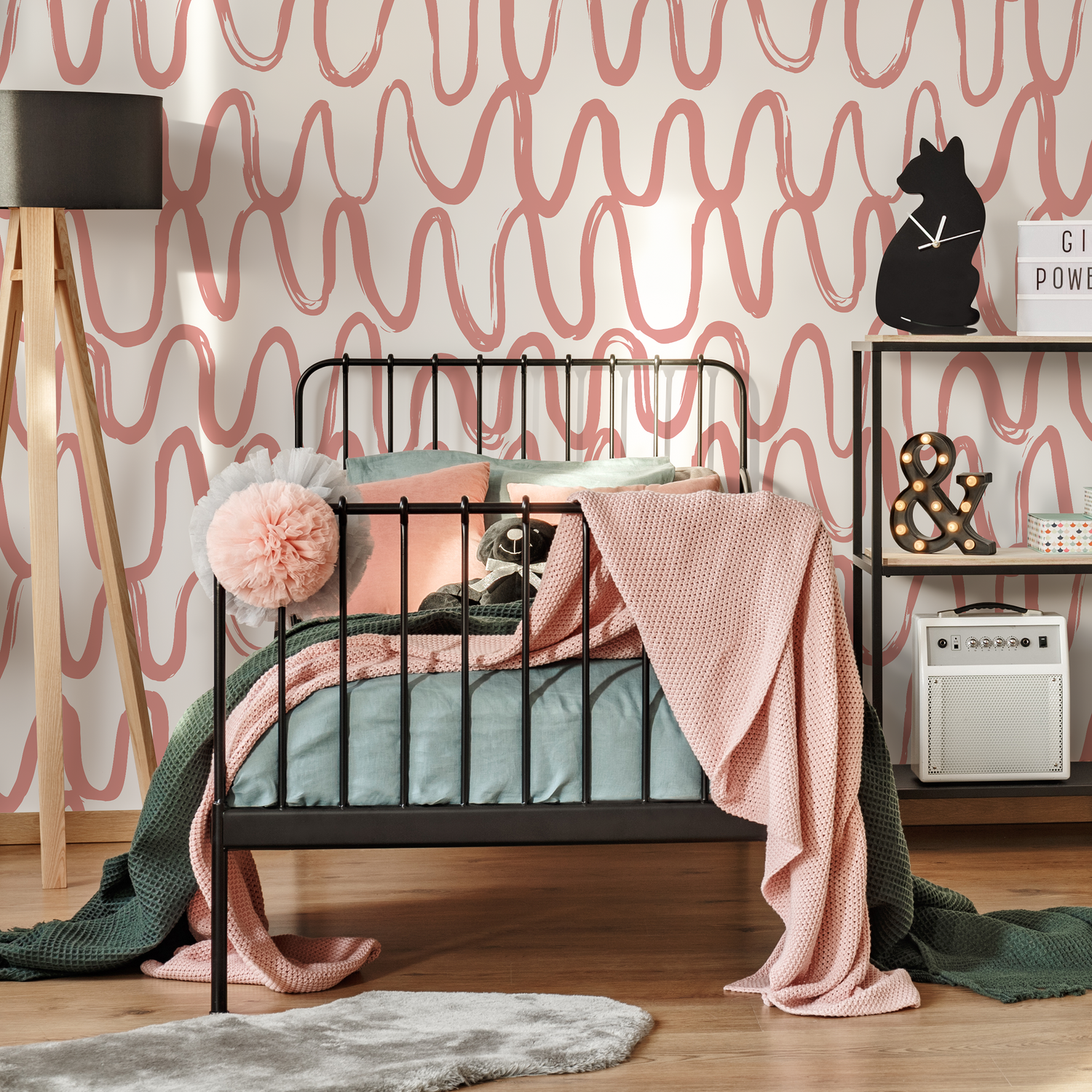 Papel pintado con pincel rosa / Papel pintado autoadhesivo / Papel pintado extraíble / Decoración del hogar / Arte de pared / Decoración de habitación - D351