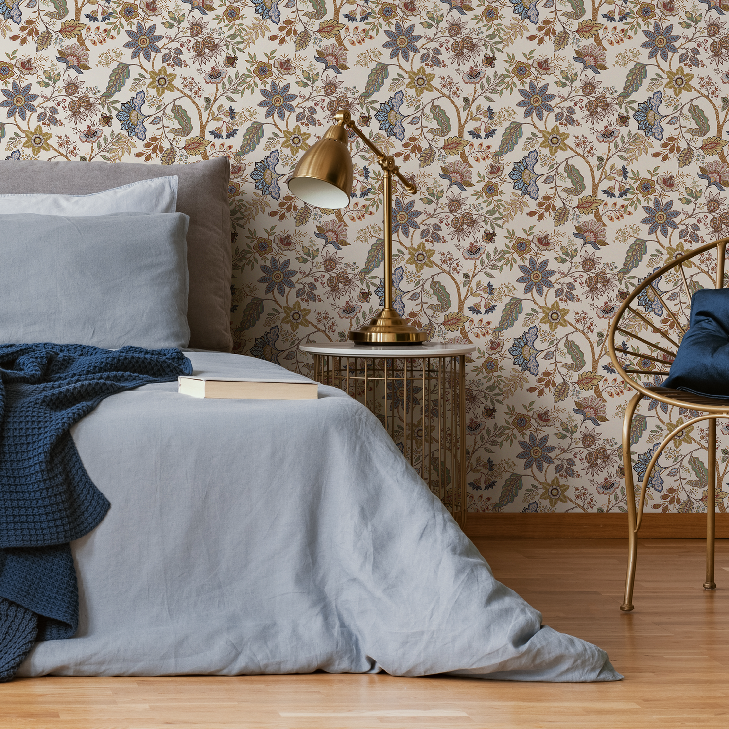 Taupe Chintz Floral Wallpaper / Peel and Stick Wallpaper Removable Wallpaper Home Decor Wall Art Wall Decor Room Decor - D385 - ONDECOR.COM