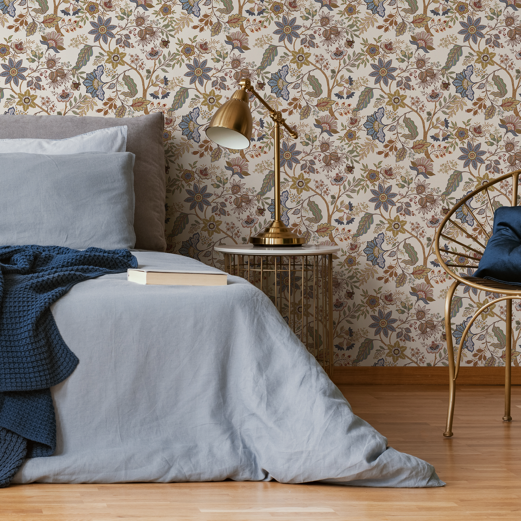 Taupe Chintz Floral Wallpaper / Peel and Stick Wallpaper Removable Wallpaper Home Decor Wall Art Wall Decor Room Decor - D385 - ONDECOR.COM