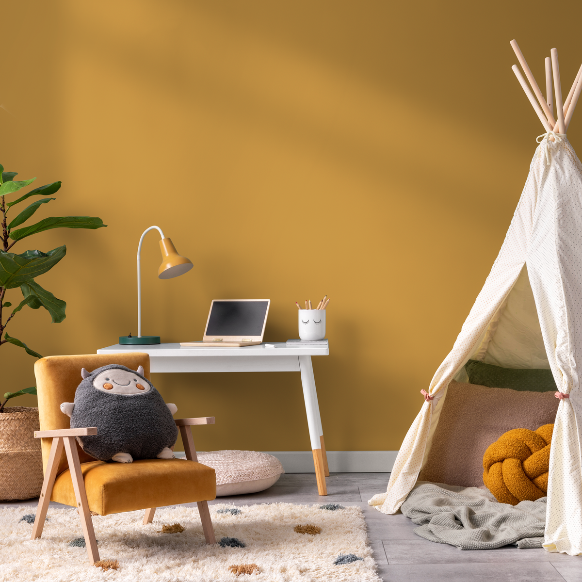 Indian Yellow Wallpaper / Solid Color / Peel and Stick Wallpaper Removable Wallpaper Home Decor Wall Art Wall Decor Room Decor - D459 - ONDECOR.COM