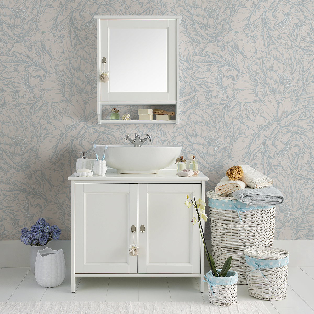 Light Blue Peony Wallpaper / Peel and Stick Wallpaper Removable Wallpaper Home Decor Wall Art Wall Decor Room Decor - D519 - ONDECOR.COM