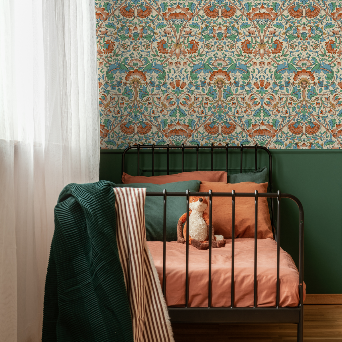 Green and Red Vintage Wallpaper / Peel and Stick Wallpaper Removable Wallpaper Home Decor Wall Art Wall Decor Room Decor - D521 - ONDECOR.COM