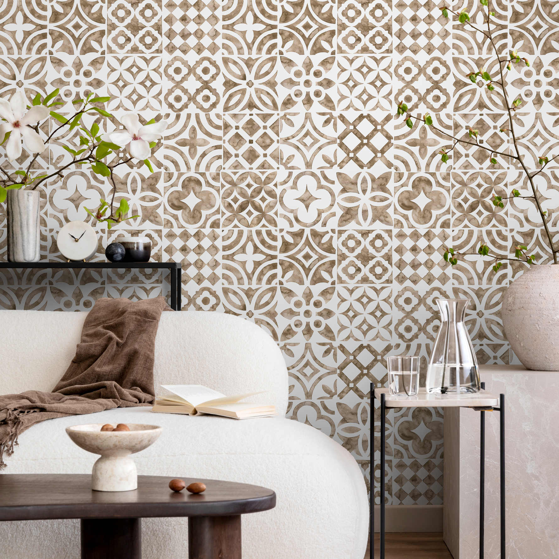 Beige Tile Wallpaper / Peel and Stick Wallpaper Removable Wallpaper Home Decor Wall Art Wall Decor Room Decor - D525 - ONDECOR.COM