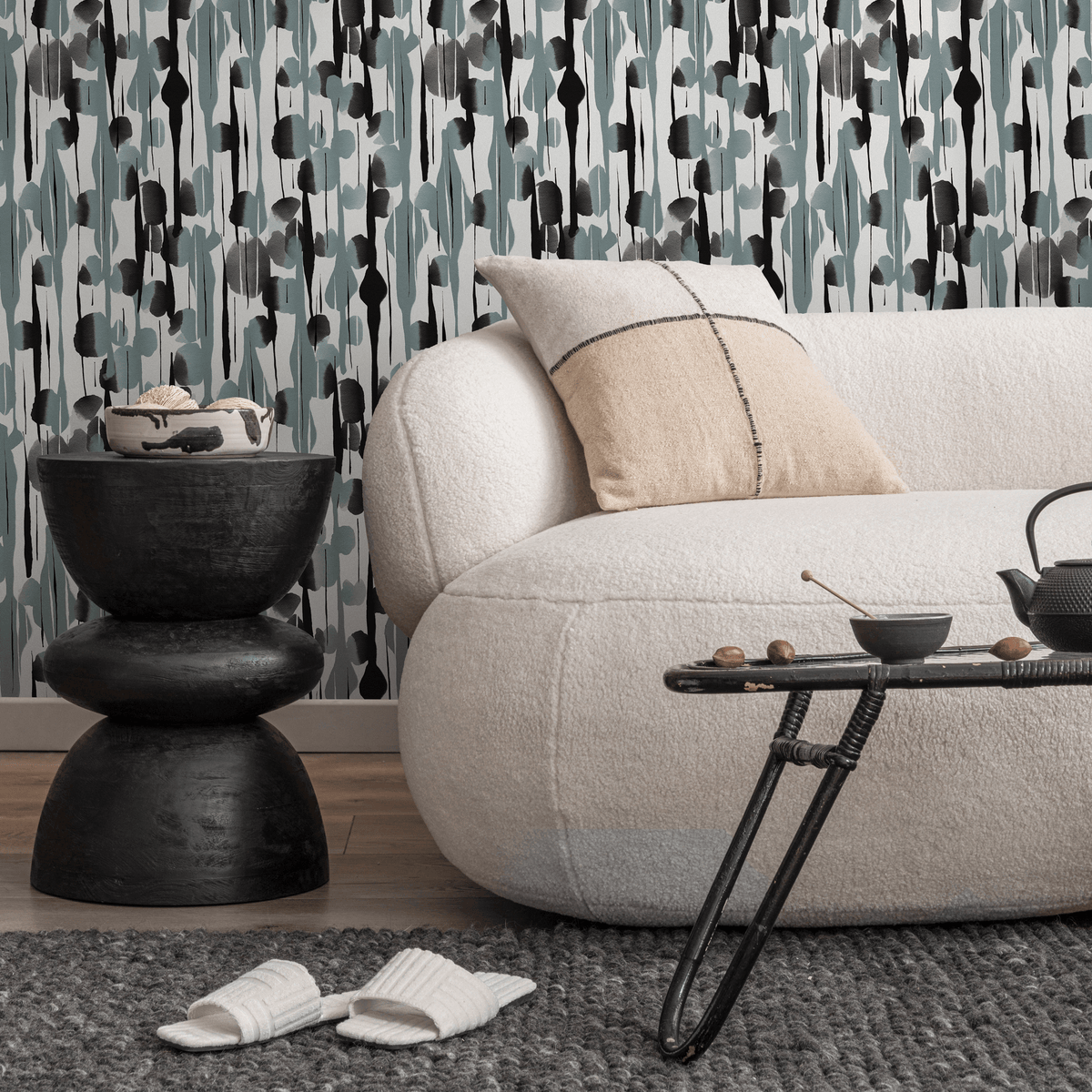 Black and Blue Abstract Paint Wallpaper / Peel and Stick Wallpaper Removable Wallpaper Home Decor Wall Art Wall Decor Room Decor - D538 - ONDECOR.COM