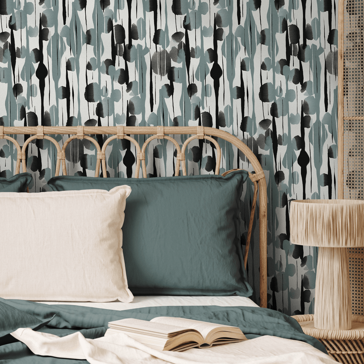 Black and Blue Abstract Paint Wallpaper / Peel and Stick Wallpaper Removable Wallpaper Home Decor Wall Art Wall Decor Room Decor - D538 - ONDECOR.COM