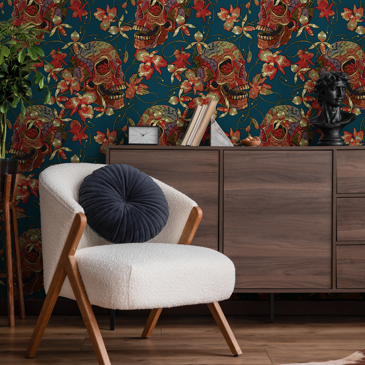 Gothic Skull Wallpaper Maximalist Wallpaper Peel and Stick and Traditional Wallpaper - D895 - ONDECOR.COM