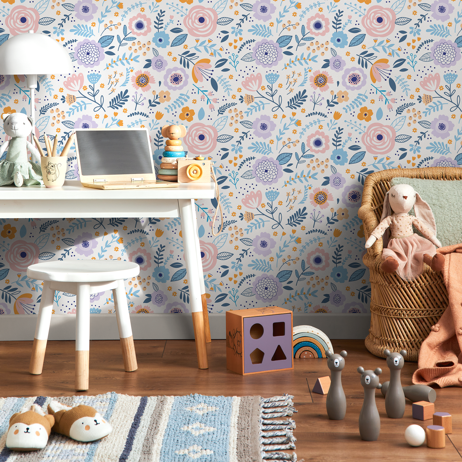 Papel tapiz autoadhesivo, papel tapiz removible, decoración del hogar, arte de pared, decoración de habitaciones / Lindo papel tapiz floral - D933