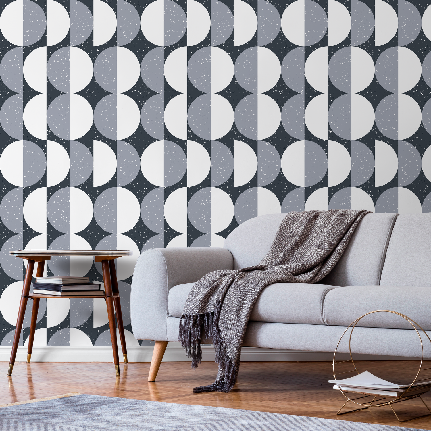 Papier peint décoratif mural, papier peint autocollant, papier peint amovible, décoration d'intérieur, décoration de chambre / Papier peint scandinave moderne à pois gris - D980