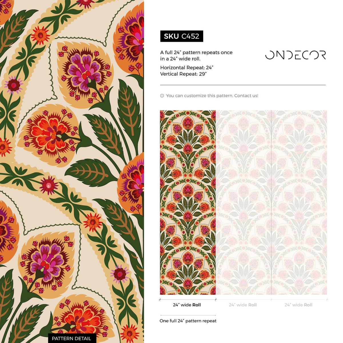 Wallpaper Peel and Stick Wallpaper Removable Wallpaper Home Decor Wall Art Wall Decor Room Decor / Floral Art Noveau Wallpaper - C452 - ONDECOR.COM