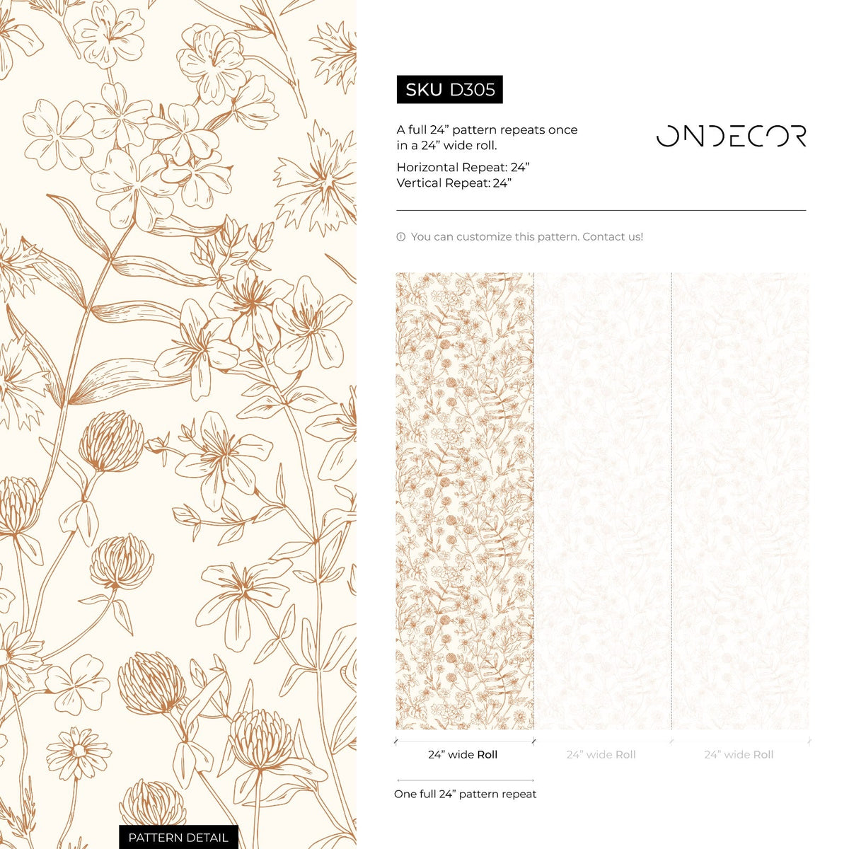 Neutral Boho Wildflowers Wallpaper / Peel and Stick Wallpaper Removable Wallpaper Home Decor Wall Art Wall Decor Room Decor - D305 - ONDECOR.COM