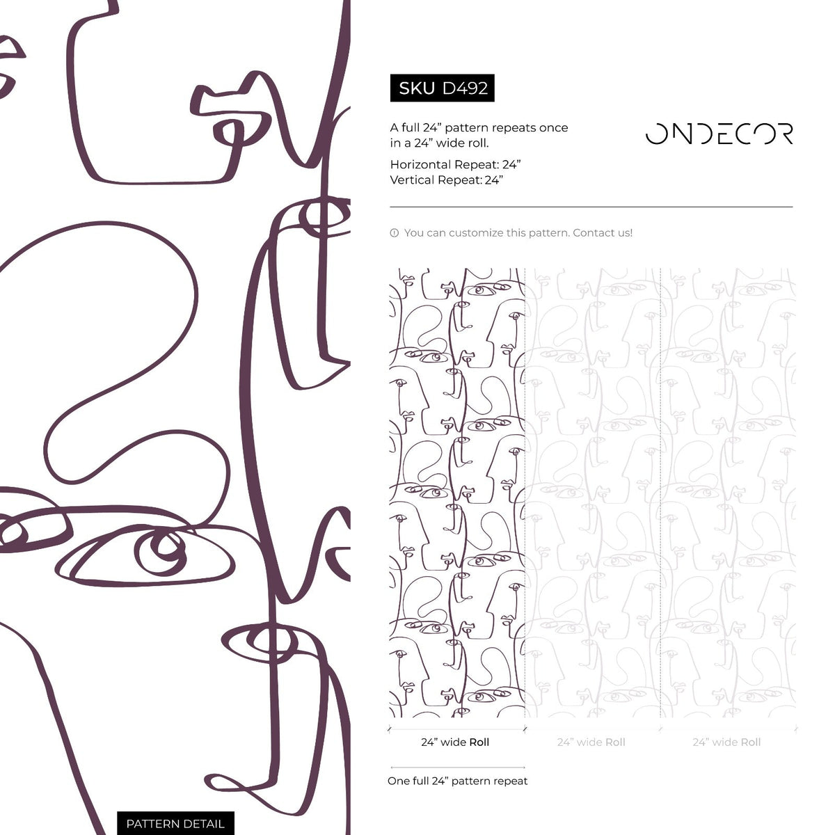 Face Art Line Wallpaper / Peel and Stick Wallpaper Removable Wallpaper Home Decor Wall Art Wall Decor Room Decor - D492 - ONDECOR.COM