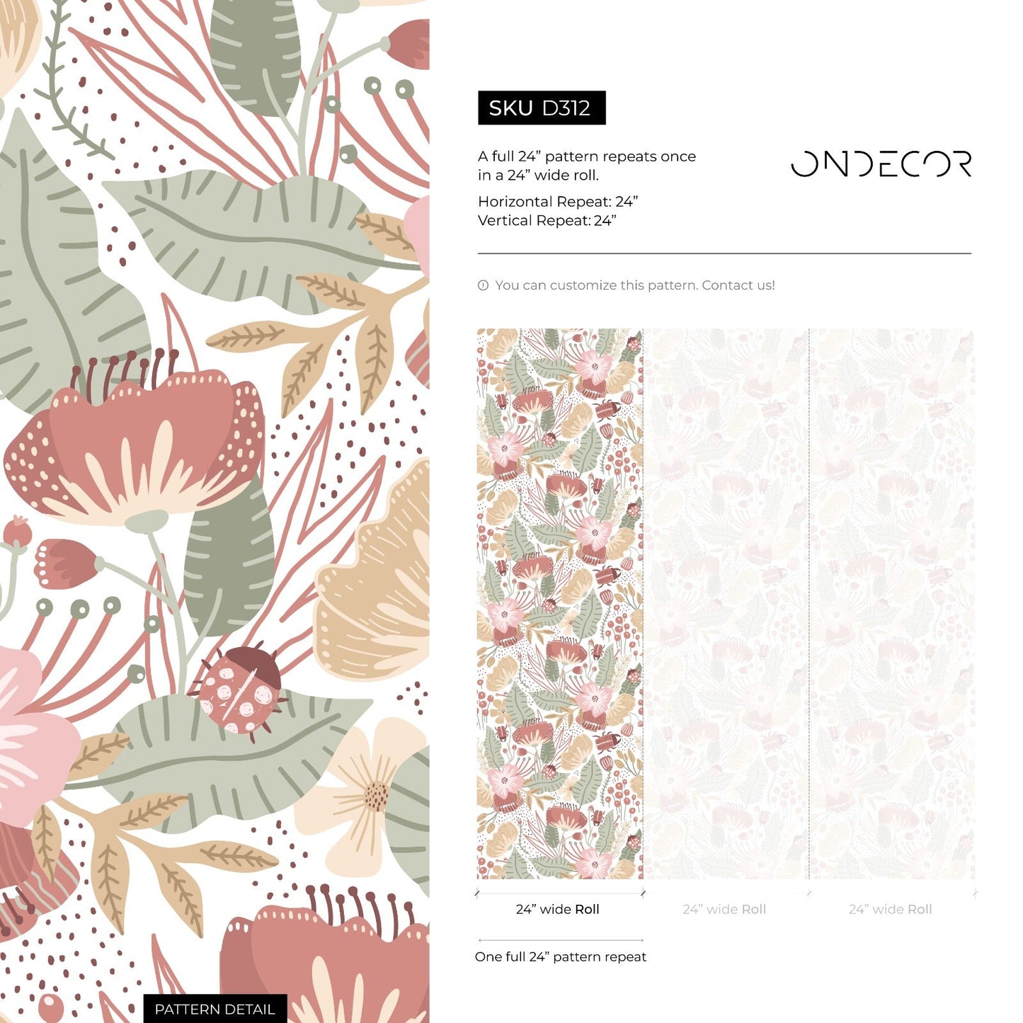Papier peint Boho Floral Garden / Papier peint autocollant Papier peint amovible Décoration d'intérieur Art mural Décoration murale Décoration de chambre - D312