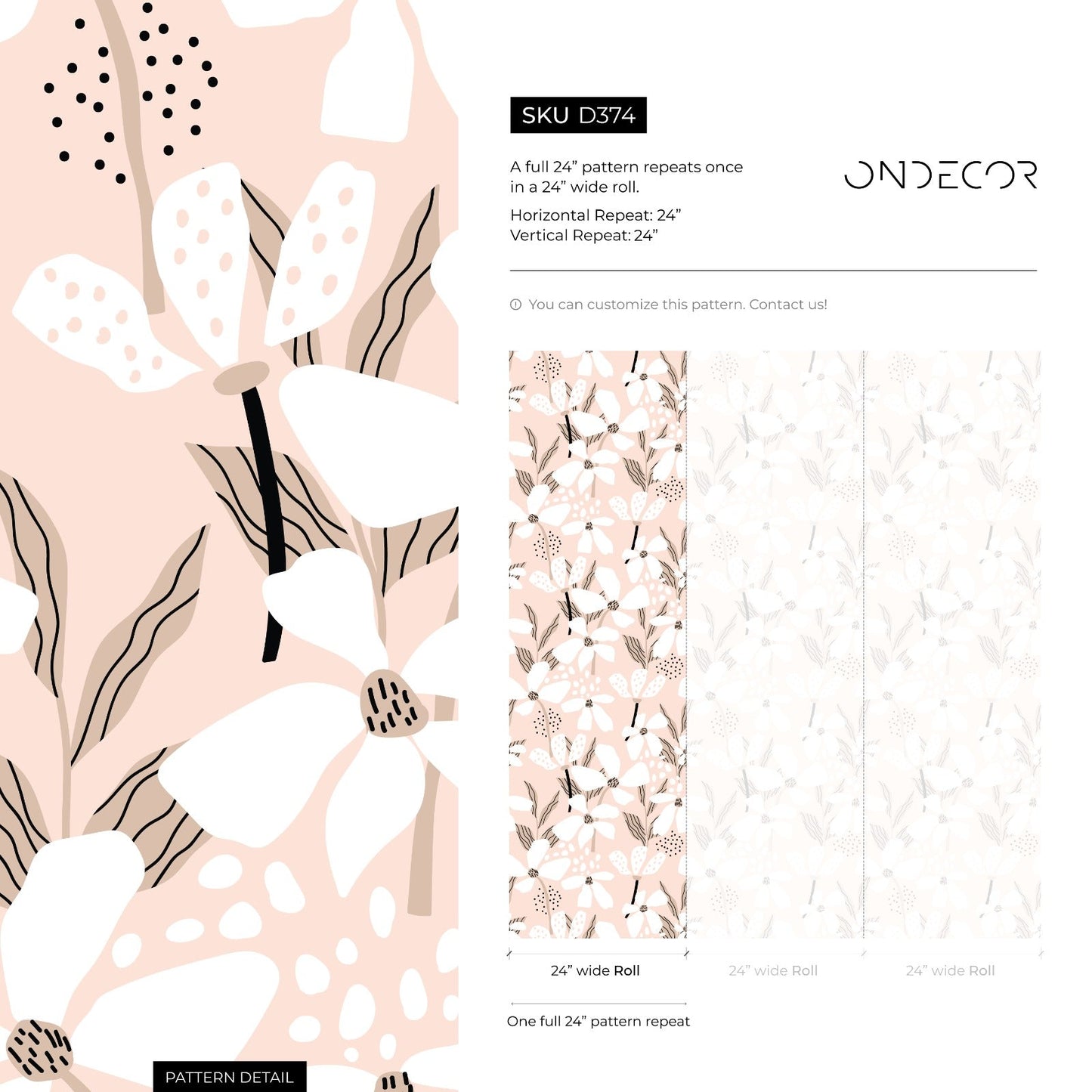 Pink Abstract Floral Wallpaper / Peel and Stick Wallpaper Removable Wallpaper Home Decor Wall Art Wall Decor Room Decor - D374