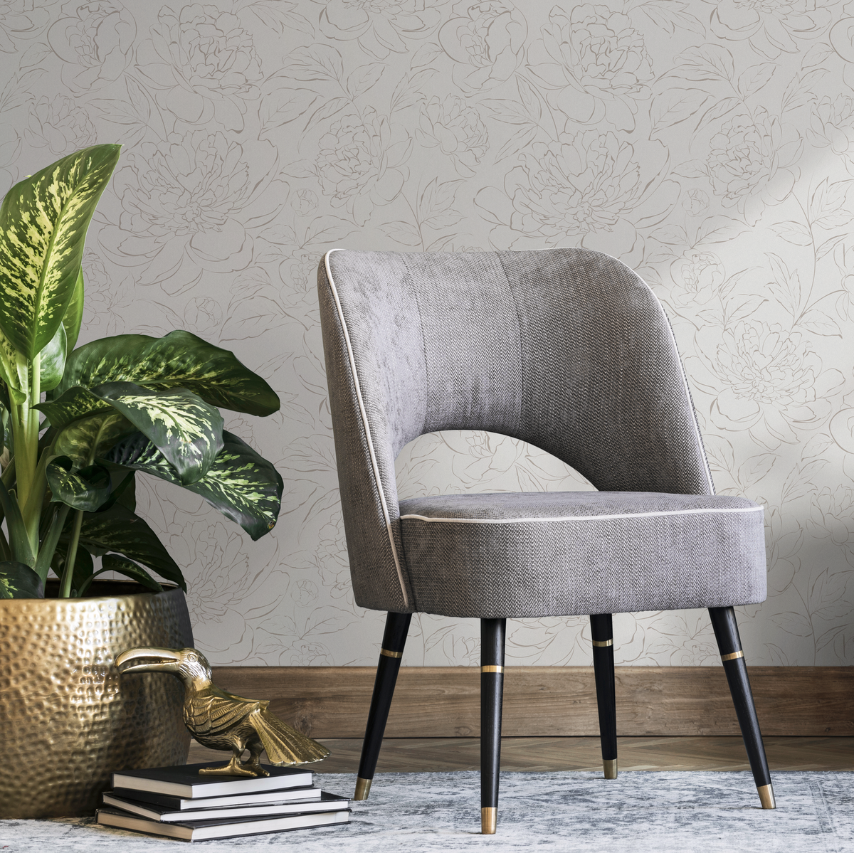 Boho Minimalist Peony Wallpaper Peel and Stick Removable Repositionable Geometric Minimalistic Abstract - ZACL - ONDECOR.COM