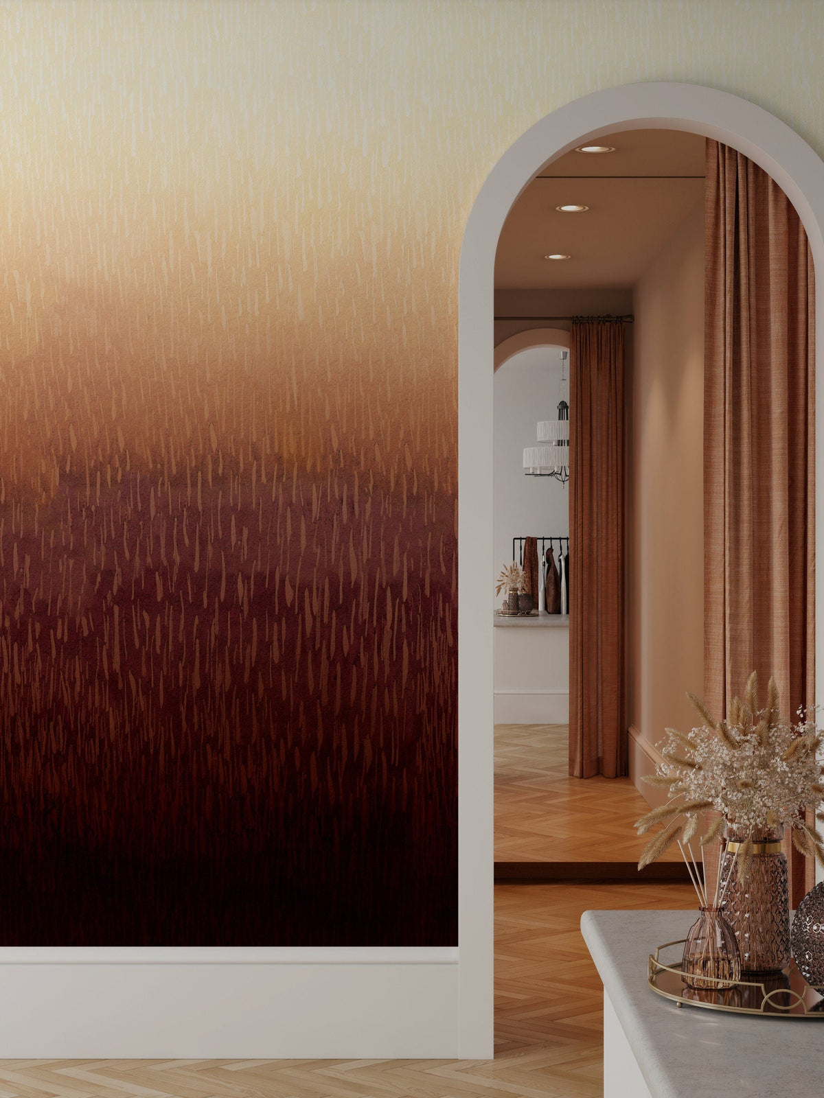 Wallpaper Peel and Stick Wallpaper Removable Wallpaper Home Decor Wall Art Wall Decor Room Decor / Orange Ombre Wallpaper - X158