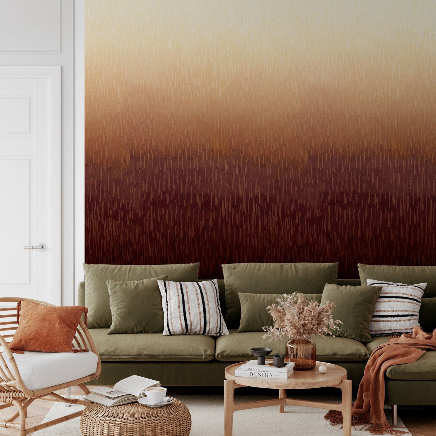 Wallpaper Peel and Stick Wallpaper Removable Wallpaper Home Decor Wall Art Wall Decor Room Decor / Orange Ombre Wallpaper - X158