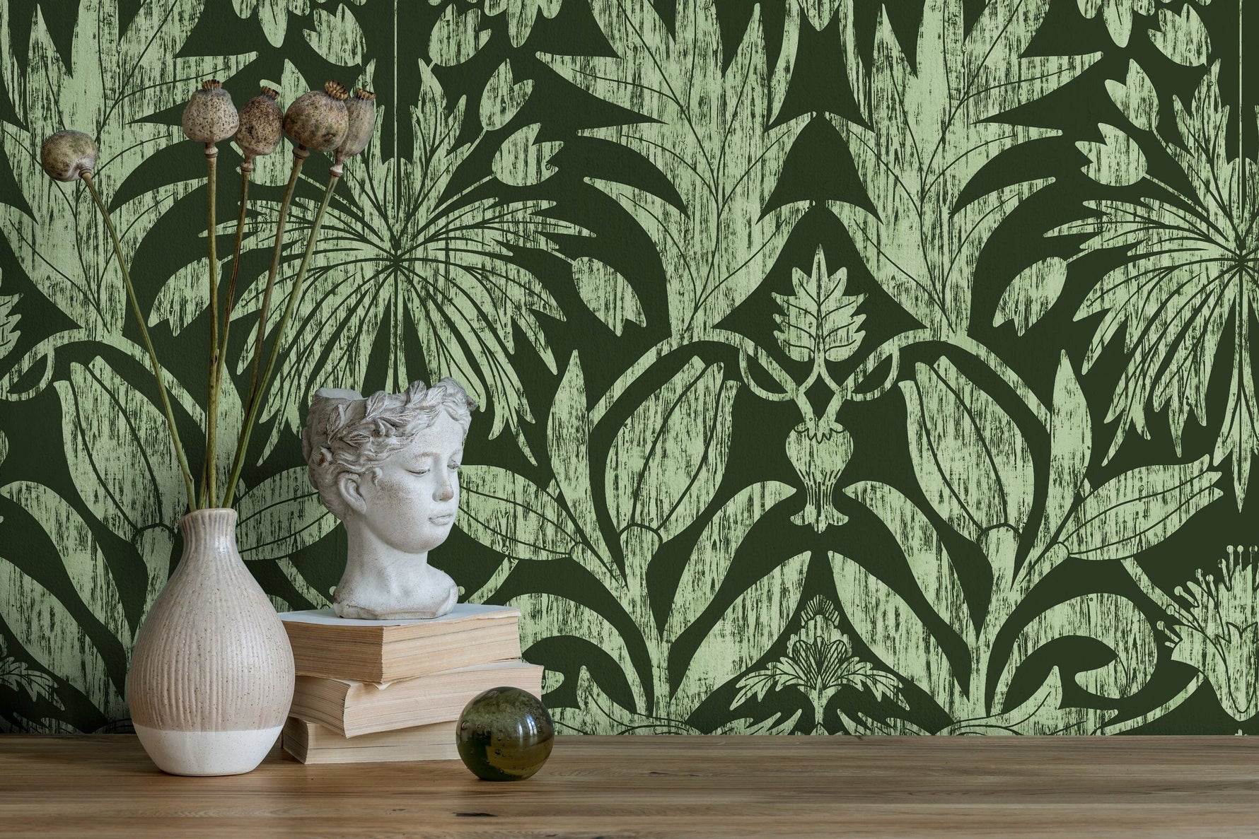 Wallpaper Peel and Stick Wallpaper Removable Wallpaper Home Decor Wall Art Wall Decor Room Decor / Floral Art Nouveau Wallpaper - X173