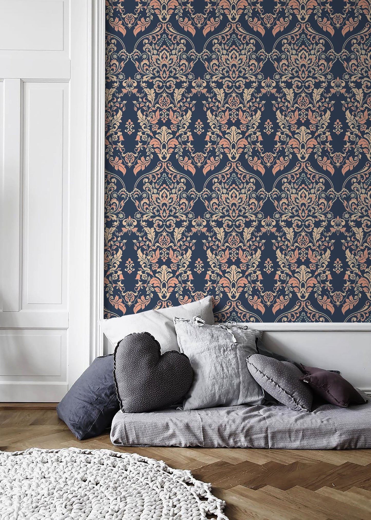Floral Vintage Victorian Wallpaper / Peel and Stick Wallpaper Removable Wallpaper Home Decor Wall Art Wall Decor Room Decor - D075