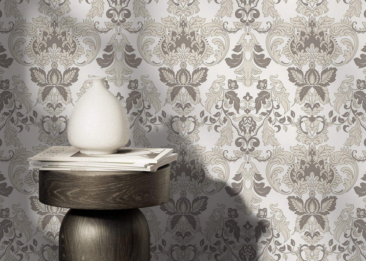 Cream Vintage Victorian Wallpaper / Peel and Stick Wallpaper Removable Wallpaper Home Decor Wall Art Wall Decor Room Decor - D098