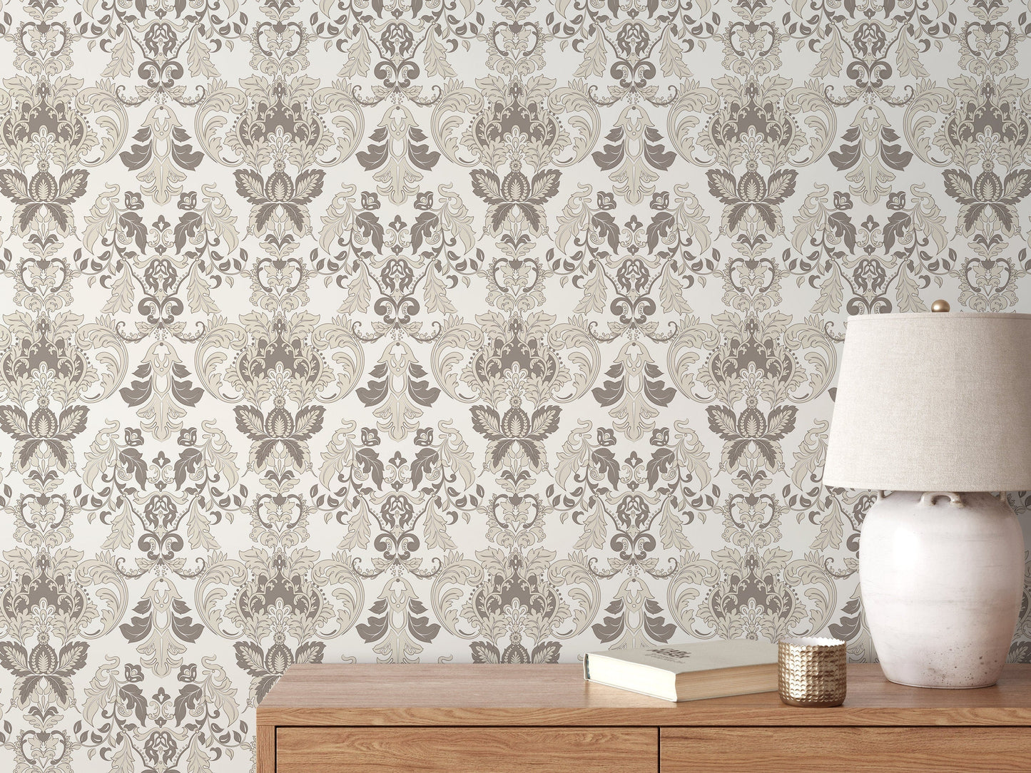 Cream Vintage Victorian Wallpaper / Peel and Stick Wallpaper Removable Wallpaper Home Decor Wall Art Wall Decor Room Decor - D098
