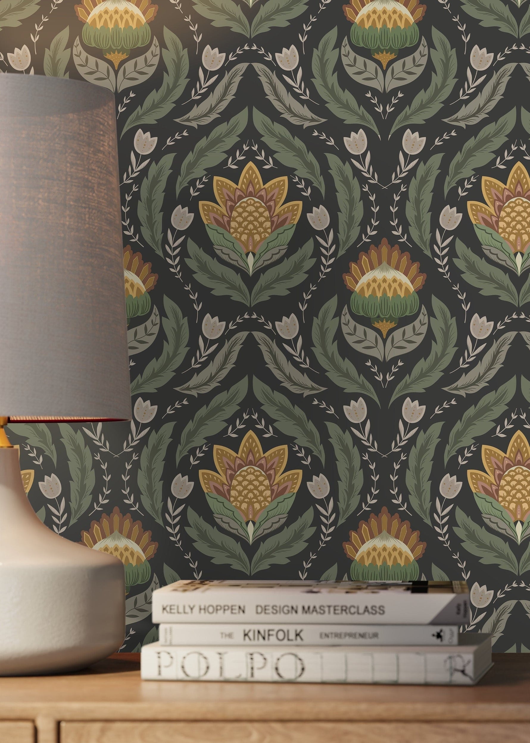 Floral Victorian Vintage Wallpaper / Peel and Stick Wallpaper Removable Wallpaper Home Decor Wall Art Wall Decor Room Decor - D062