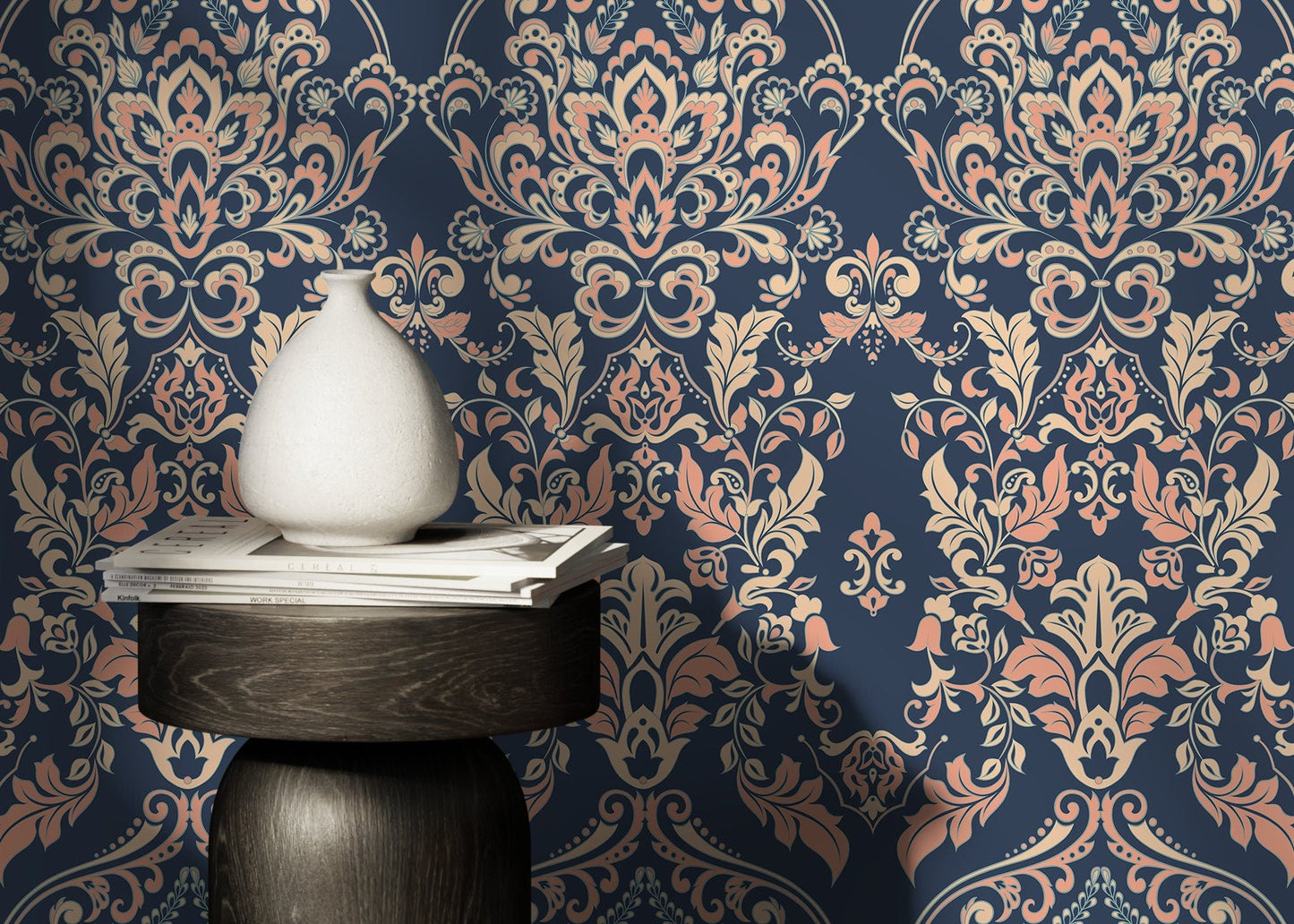 Floral Vintage Victorian Wallpaper / Peel and Stick Wallpaper Removable Wallpaper Home Decor Wall Art Wall Decor Room Decor - D075