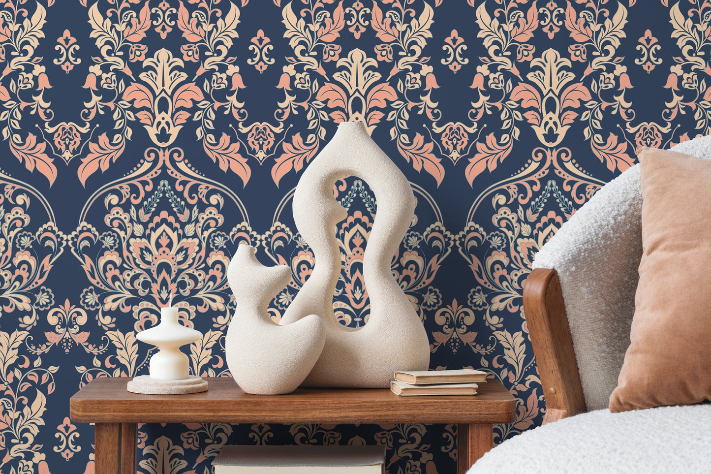 Floral Vintage Victorian Wallpaper / Peel and Stick Wallpaper Removable Wallpaper Home Decor Wall Art Wall Decor Room Decor - D075